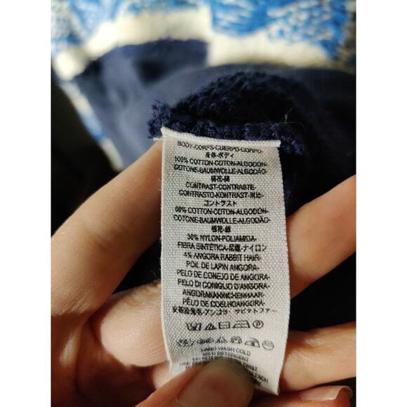 Free People Navy Blue Nordic Knit Thermal Sweater Size M - Picture 8 of 8